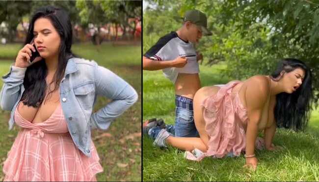 Публичный пикап в парке и секс в лесу со спортивной девушкой