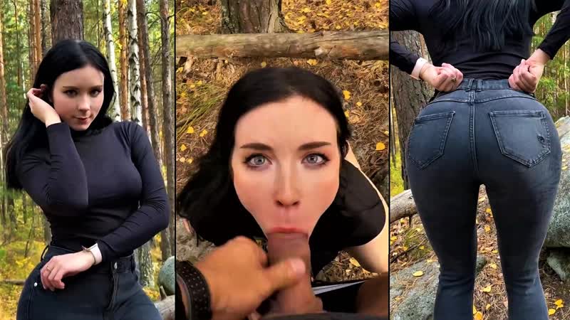 Мужик уломал сисястую россиянку на секс в лесу от первого лица